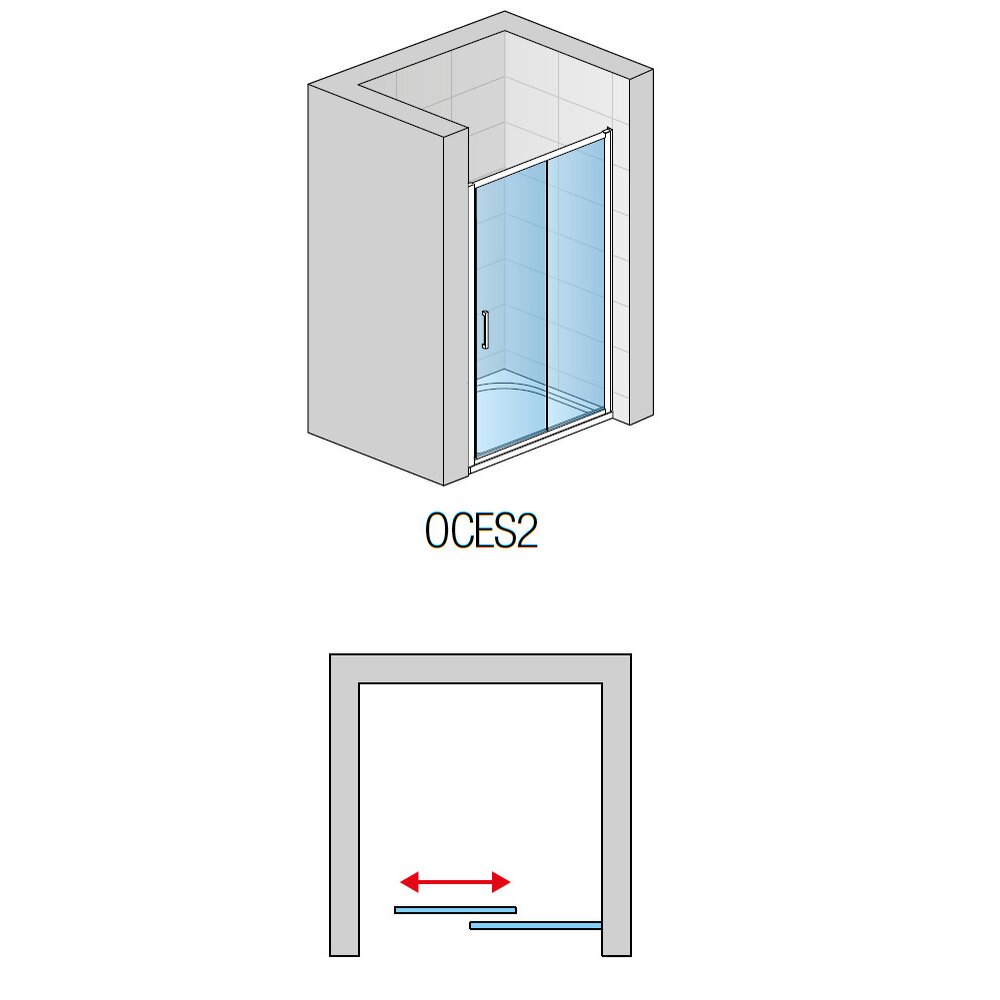 SanSwiss Ocelia 140 cm Sliding Niche Door with Fixed Wall