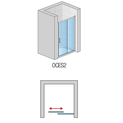 SanSwiss Ocelia 140 cm Sliding Niche Door with Fixed Wall
