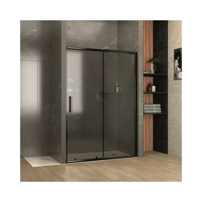 Inter Ceramic Sliding Niche Door 140 cm 5 mm Glass Matte Black Profile - Smoky