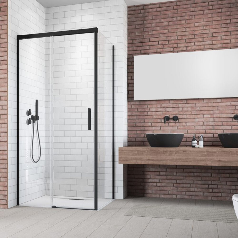 Слайдваща врата за ниша Radaway Idea KDJ 140 cm стъкло 6 mm черно-прозрачно ляво отваряне