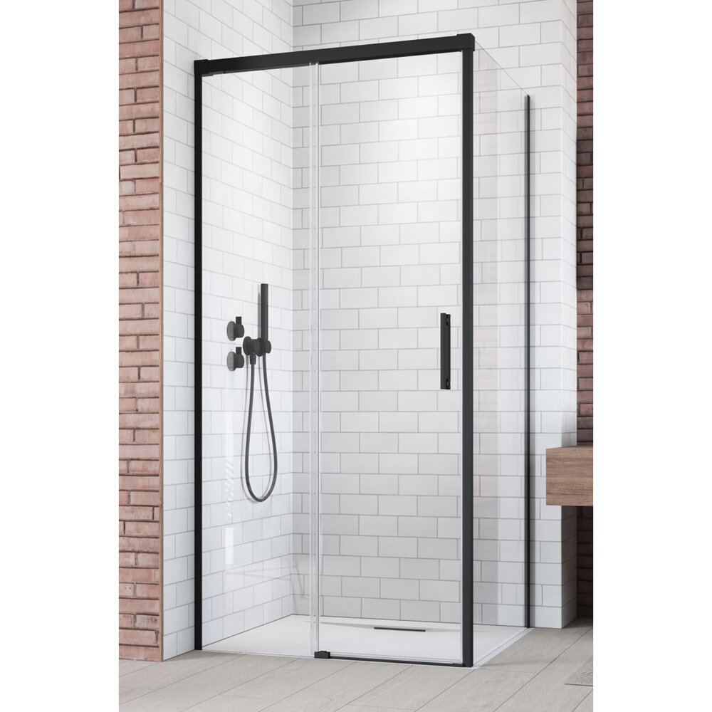 Слайдваща врата за ниша Radaway Idea KDJ 140 cm стъкло 6 mm черно-прозрачно ляво отваряне