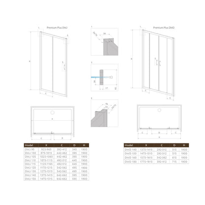 Слайдваща врата за ниша Radaway Premium Plus DWD 180 cm тип завеса стъкло 6 mm хром-фабрик