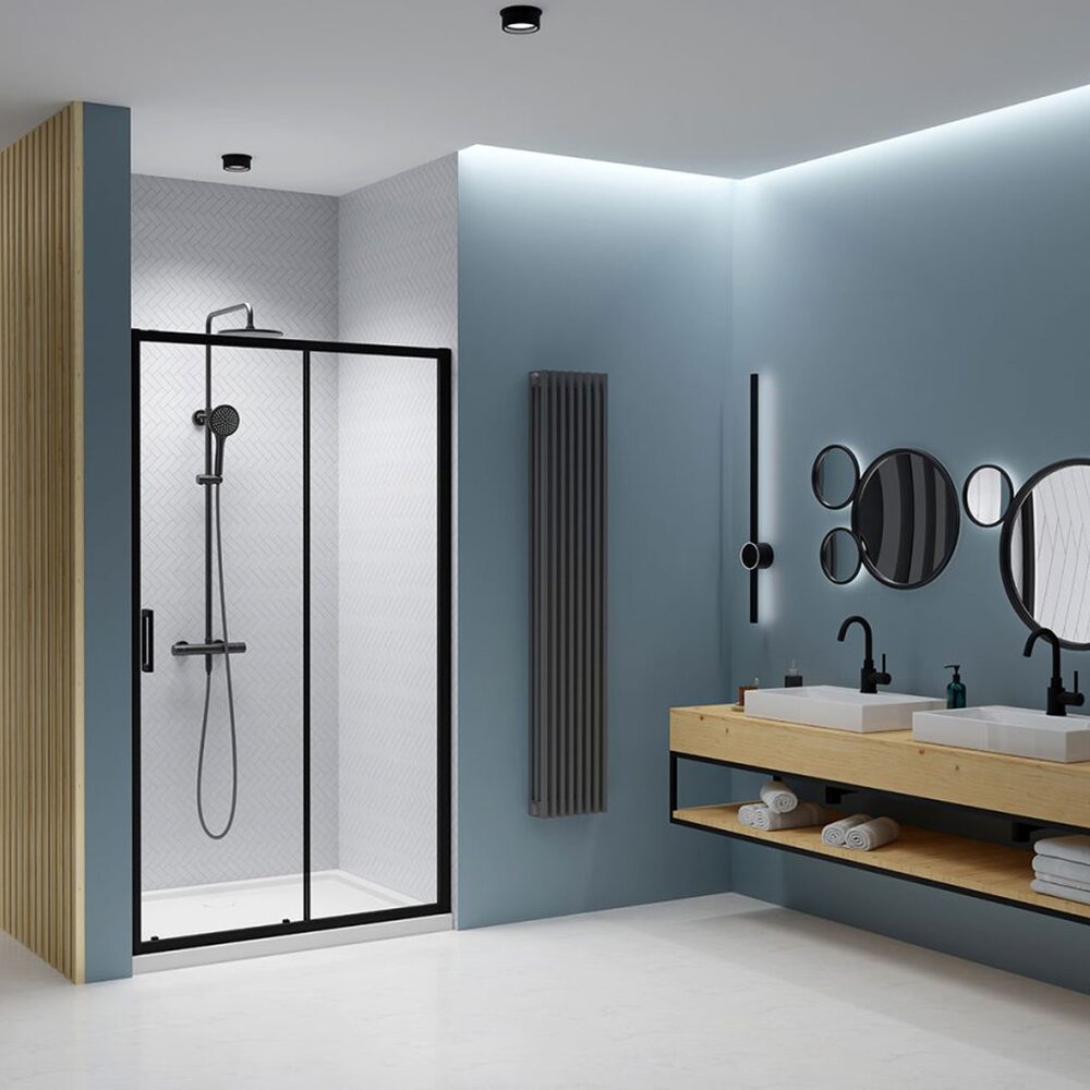 Слайдваща врата за ниша Radaway Premium Pro DWJ 120 cm стъкло 6 mm матово черно-прозрачно отваряне вдясно