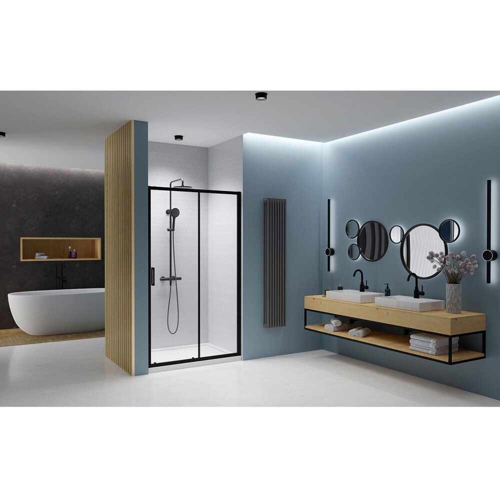Слайдваща врата за ниша Radaway Premium Pro DWJ 120 cm стъкло 6 mm матово черно-прозрачно отваряне вдясно