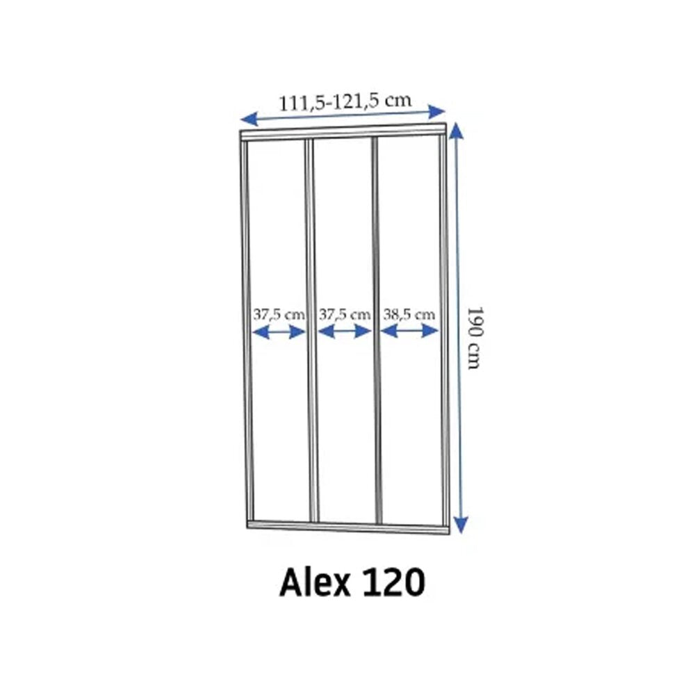 Слайдваща врата за ниша Rea Alex 120 см, стъкло 4 мм, хром