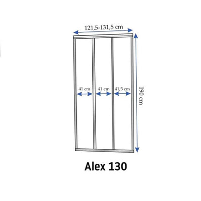 Скрито плъзгаща се врата Rea Alex 130 см стъкло 4 мм хром