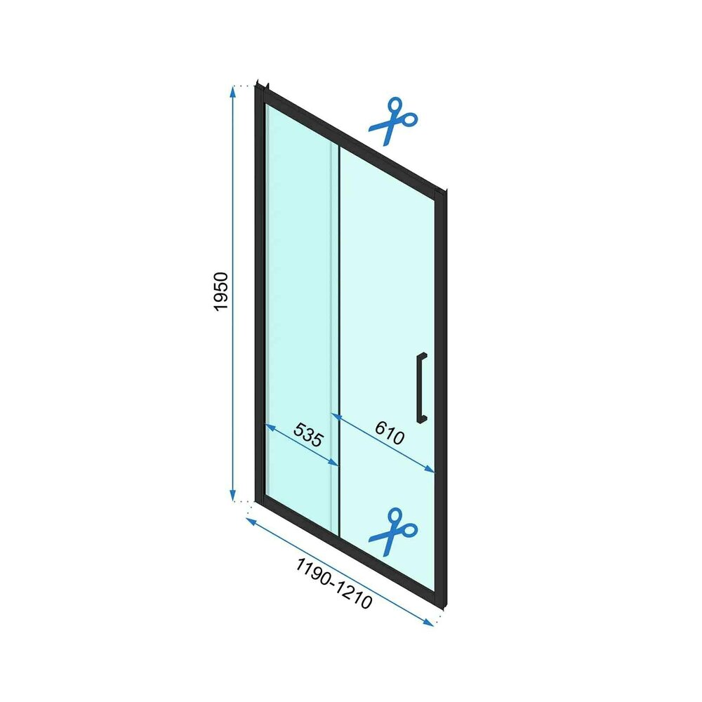 Rea Rapid Slide 120 cm Sliding Niche Door Black 6 mm Glass