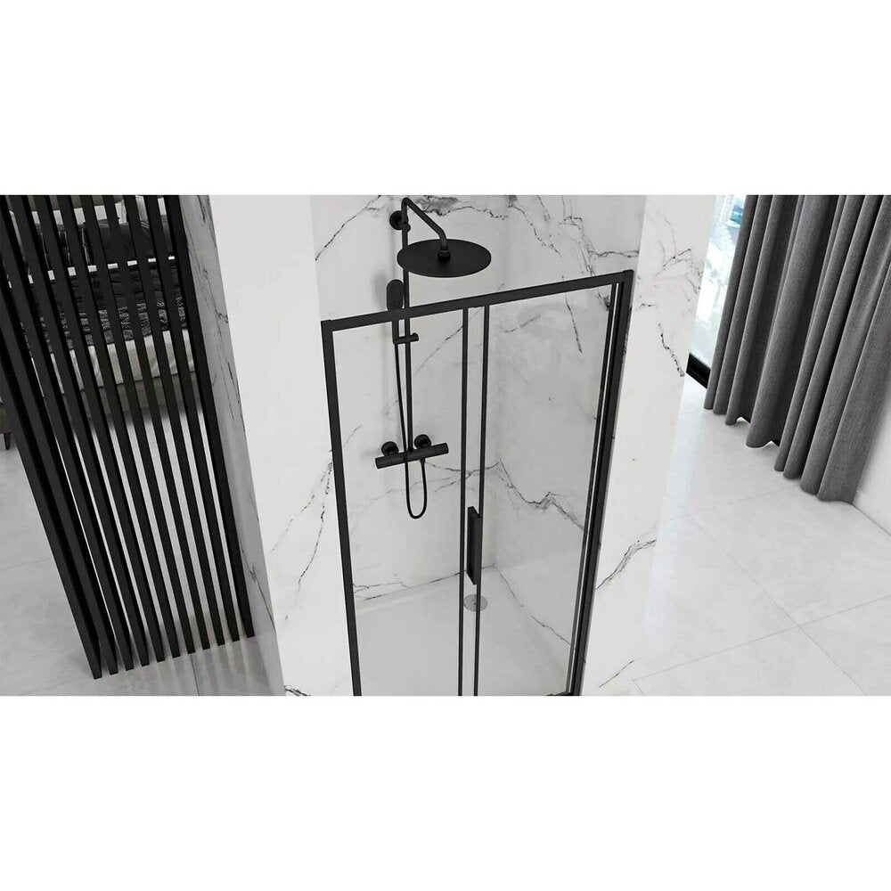 Rea Rapid Slide 120 cm Sliding Niche Door Black 6 mm Glass
