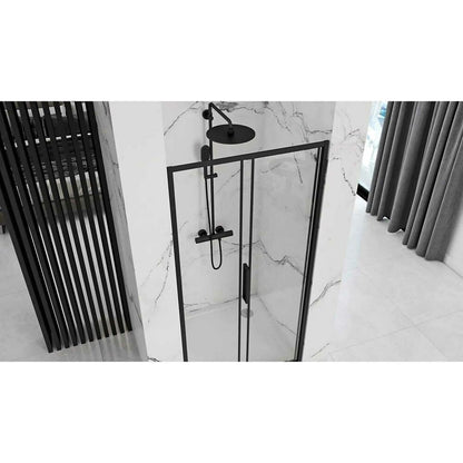 Rea Rapid Slide 120 cm Sliding Niche Door Black 6 mm Glass