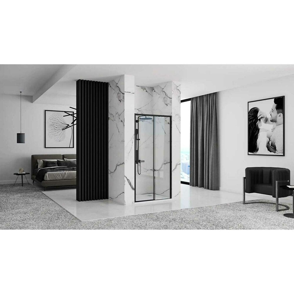 Rea Rapid Slide 120 cm Sliding Niche Door Black 6 mm Glass