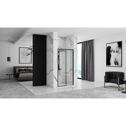 Rea Rapid Slide 120 cm Sliding Niche Door Black 6 mm Glass