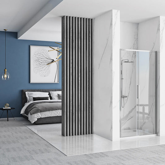 Rea Rapid Slide Sliding Niche Door 150 cm 6 mm Glass Chrome