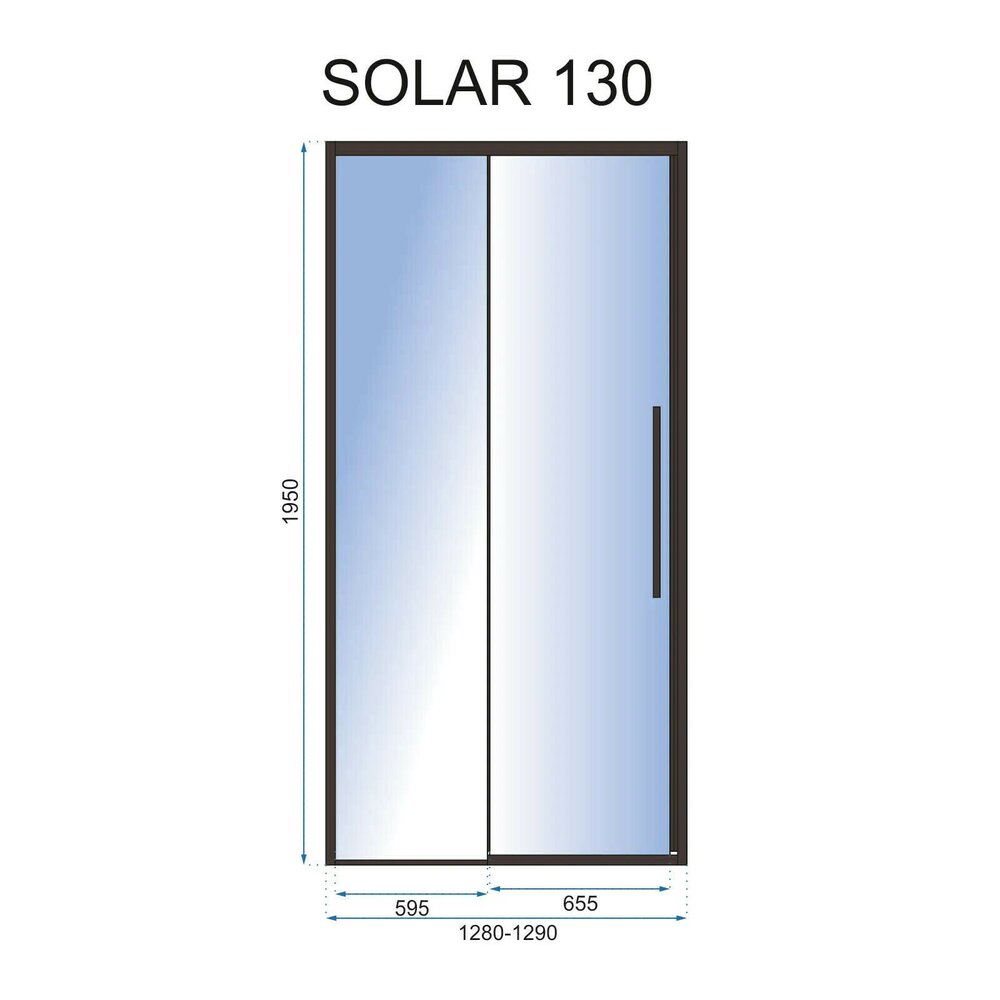 Плъзгаща се нишова врата Rea Solar 130 см стъкло 6 мм черно