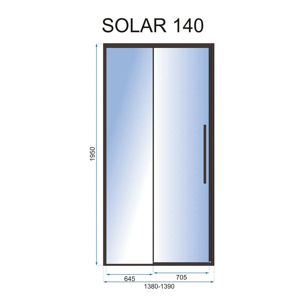 Слайдваща нишова врата Rea Solar 140 см, стъкло 6 мм, черно