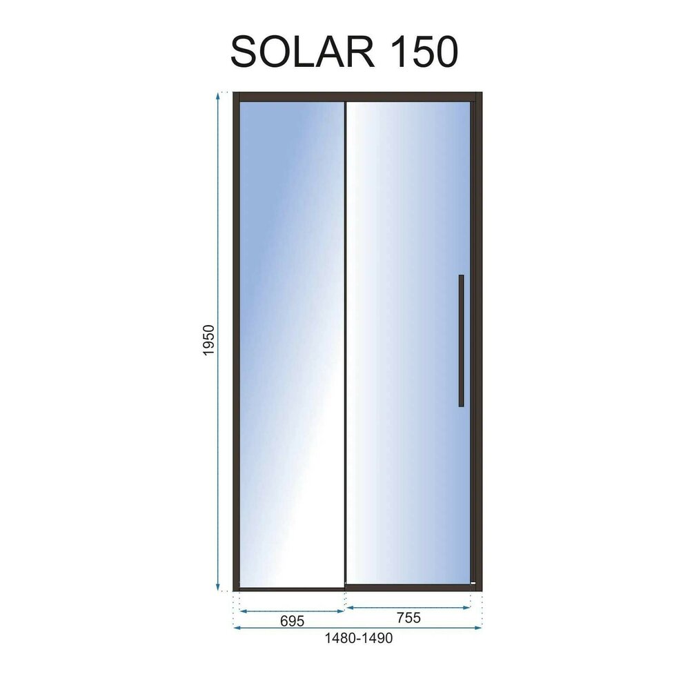 Слайдваща ниши врата Rea Solar 150 см стъкло 6 мм черно