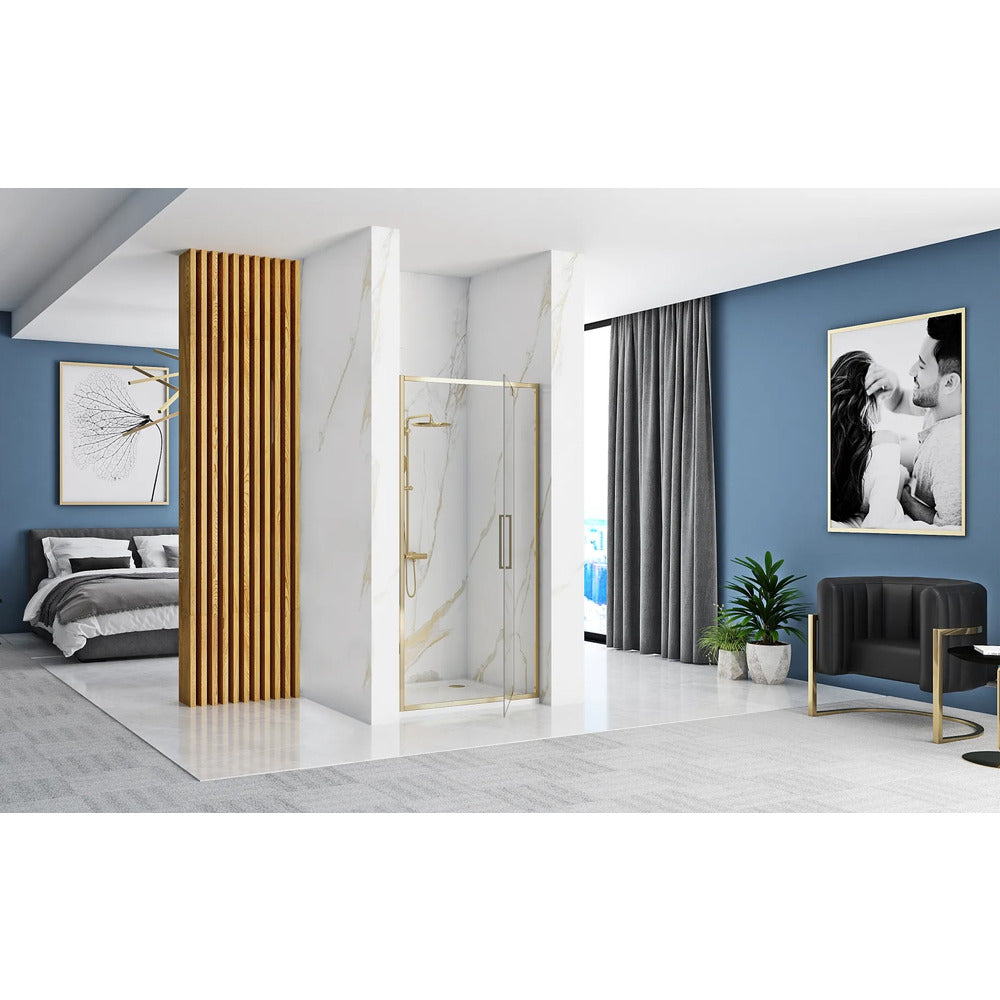 Rea Rapid Swing Pivot Door 90 cm 6 mm Glass Gold