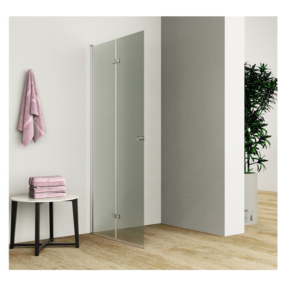 Inter Ceramic Folding Niche Door 70 cm Smoky Glass 6 mm Glossy Chrome Profile