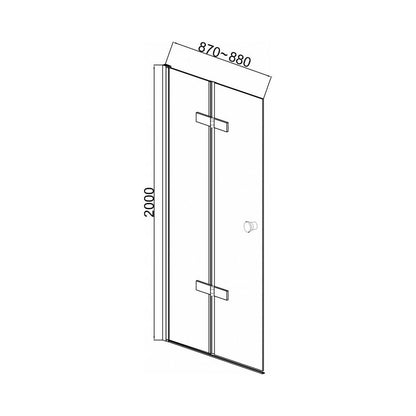 Inter Ceramic Folding Niche Door 90 cm Transparent Glass 6 mm Glossy Chrome Profile