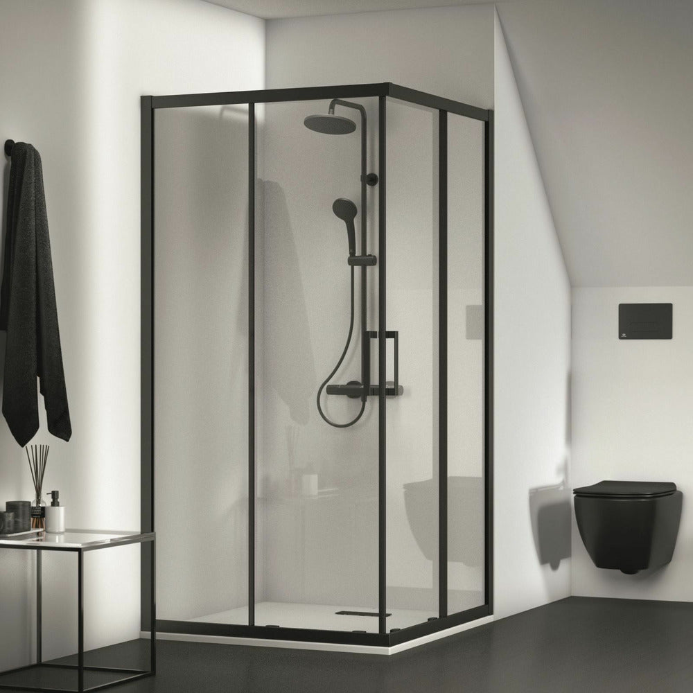 Sliding door with fixed segment 100 cm matte black Ideal Standard Connect 2 K9262V3
