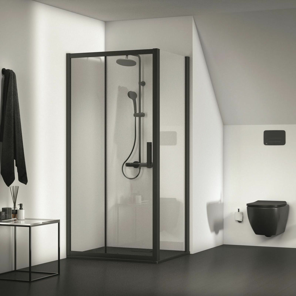 Плъзгаща врата с фиксиран сегмент 100 см черен мат Ideal Standard Connect 2 K9273V3