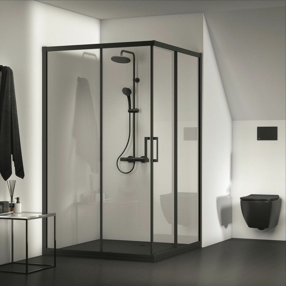 Sliding door with fixed segment 120 cm matte black Ideal Standard Connect 2 K9264V3