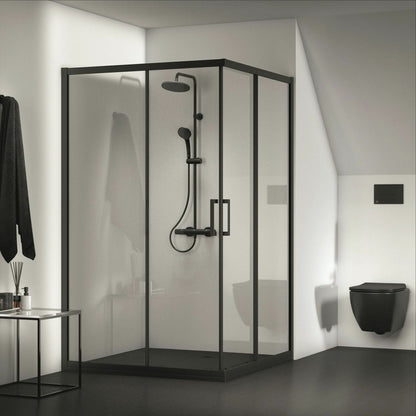 Sliding door with fixed segment 120 cm matte black Ideal Standard Connect 2 K9264V3