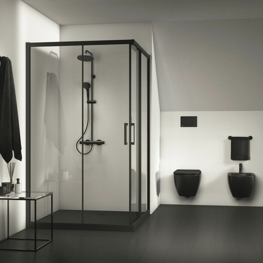 Sliding door with fixed segment 120 cm matte black Ideal Standard Connect 2 K9264V3