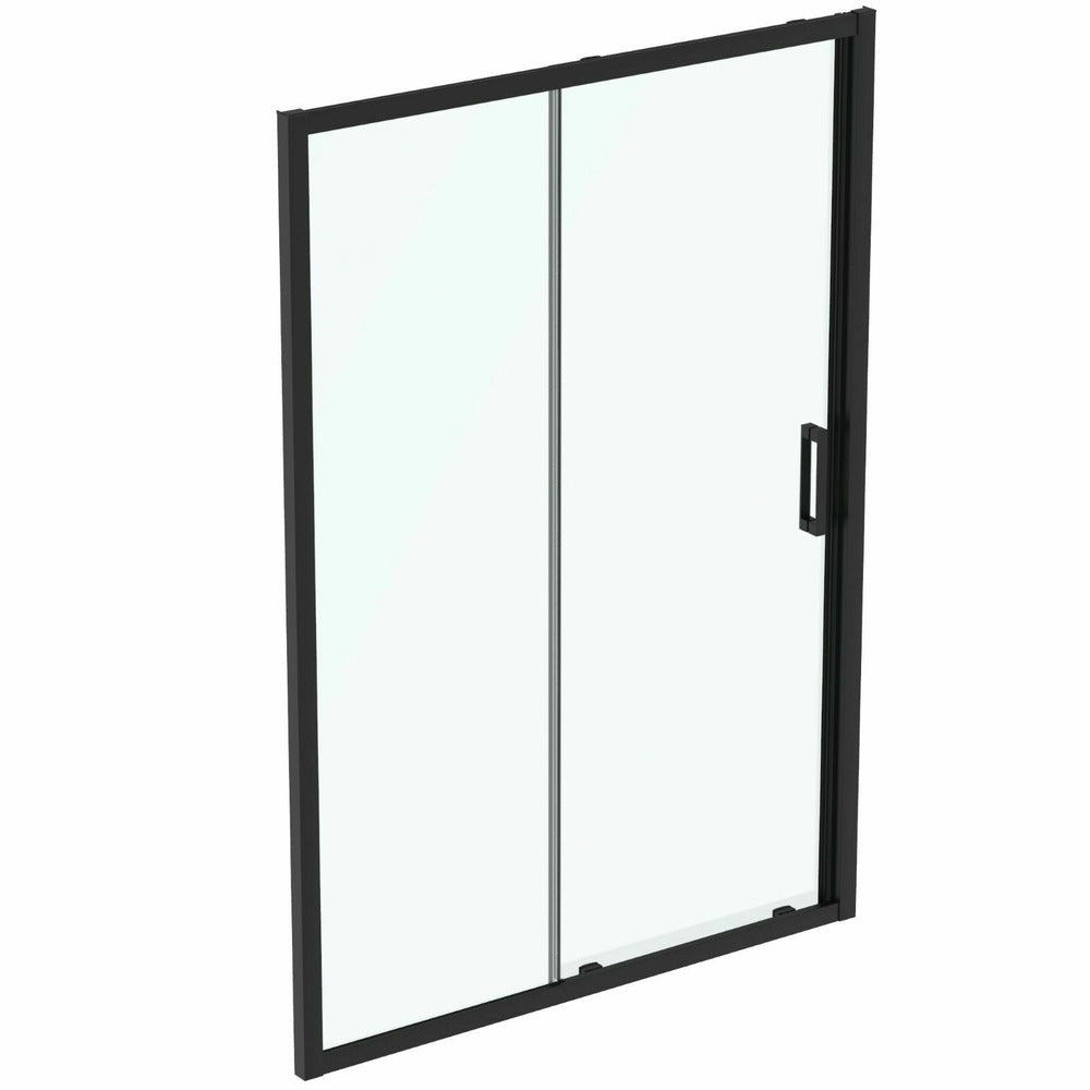 Sliding door with fixed segment 140 cm matte black Ideal Standard Connect 2