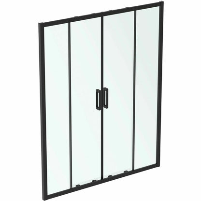 Sliding door with fixed segment 160 cm matte black Ideal Standard Connect 2