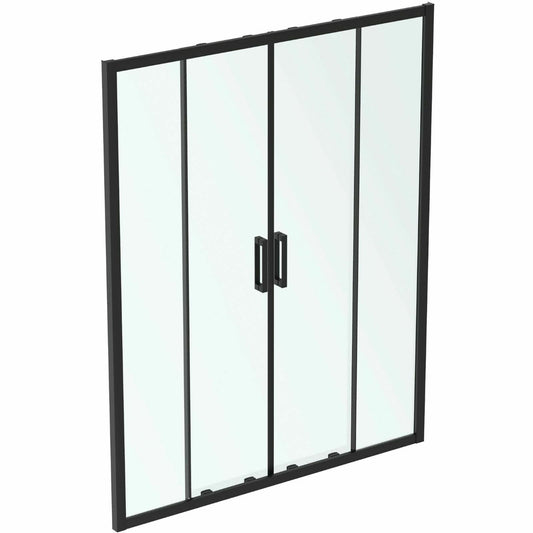 Sliding door with fixed segment 160 cm matte black Ideal Standard Connect 2