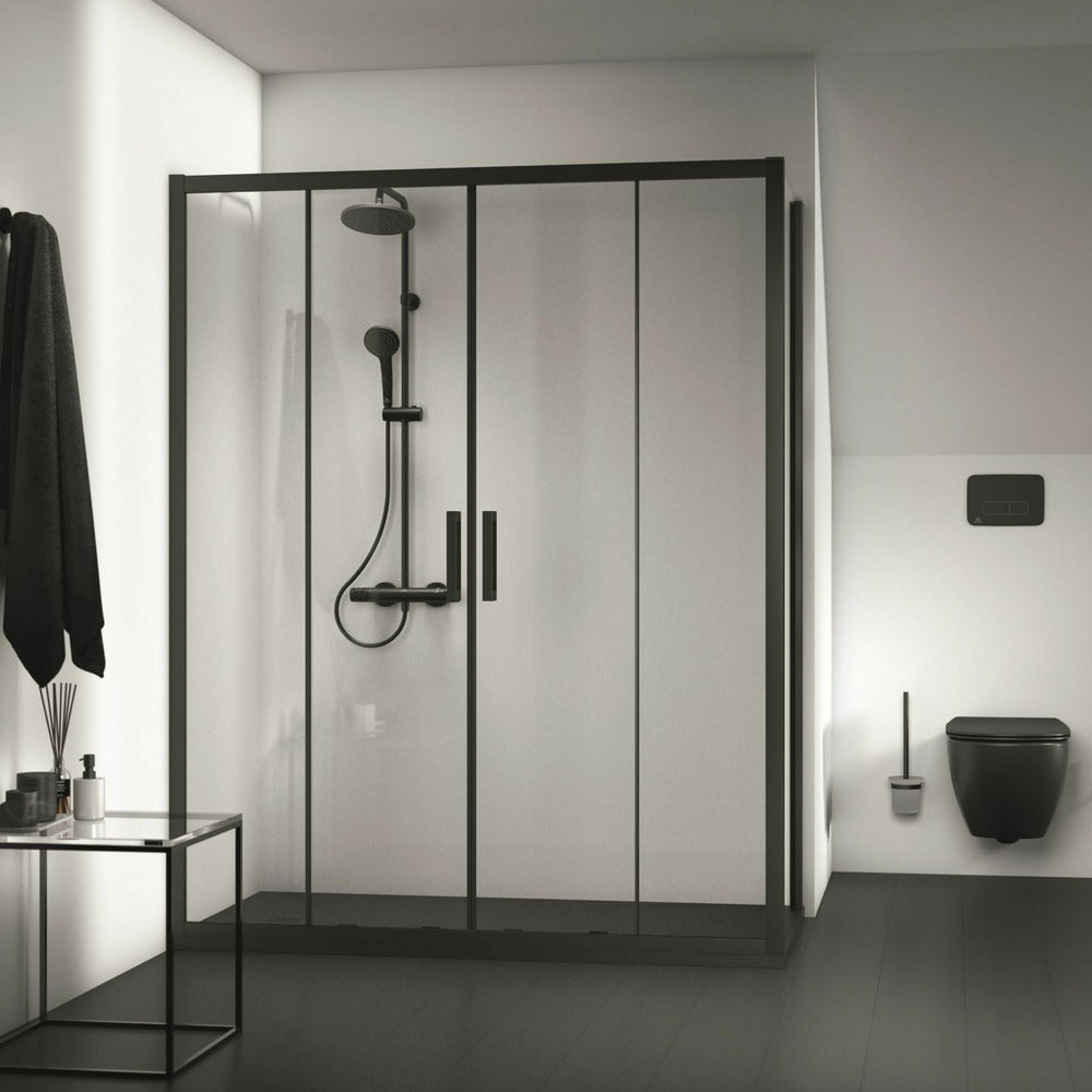 Sliding door with fixed segment 160 cm matte black Ideal Standard Connect 2