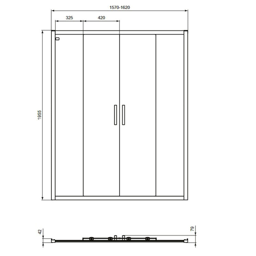 Sliding door with fixed segment 160 cm matte black Ideal Standard Connect 2