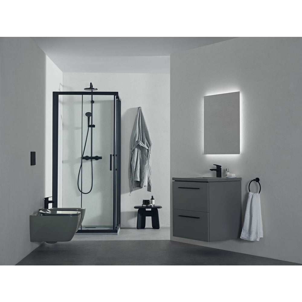 Слайдваща врата с фиксиран сегмент 90 см черен мат Ideal Standard Connect 2