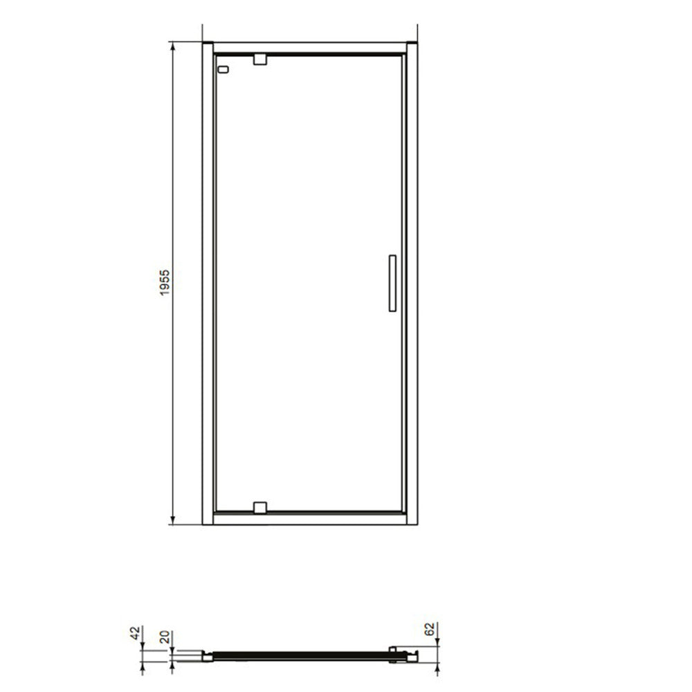 Плъзгаща врата с фиксиран сегмент 90 см черен мат Ideal Standard Connect 2