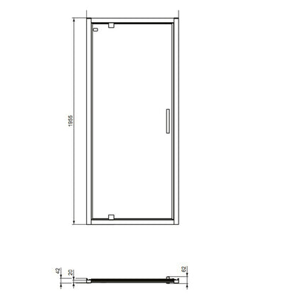Плъзгаща врата с фиксиран сегмент 90 см черен мат Ideal Standard Connect 2