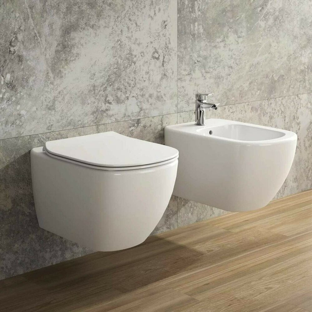 Ideal Standard Tesi AquaBlade Wall-Hung Toilet Set with Slim Seat