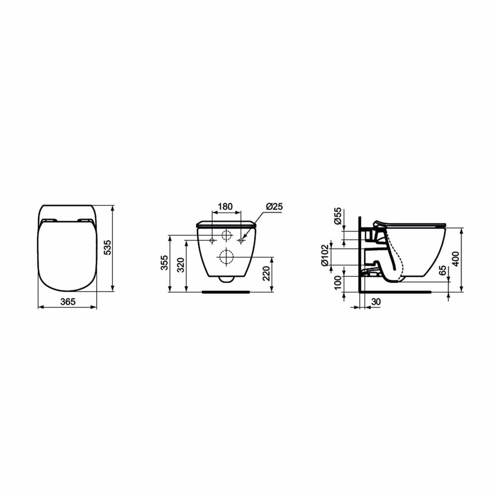 Ideal Standard Tesi AquaBlade Wall-Hung Toilet Set with Slim Seat