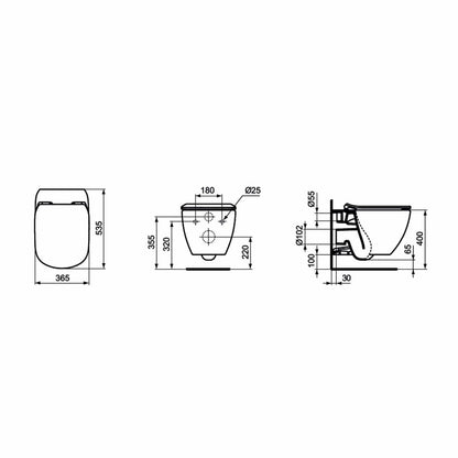 Ideal Standard Tesi AquaBlade Wall-Hung Toilet Set with Slim Seat