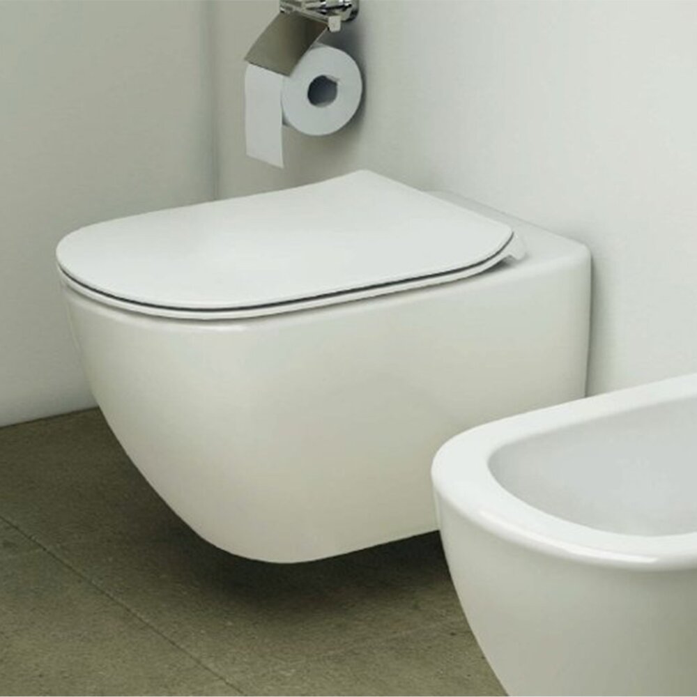 Ideal Standard Tesi AquaBlade Wall-Hung Toilet Set with Slim Seat
