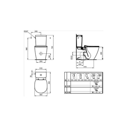 Ideal Standard Connect AquaBlade Floor-Mounted Toilet Bowl for Concealed Tank
