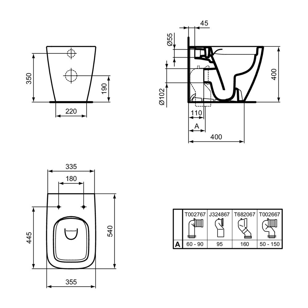Ideal Standard i.life B White Rimless Floor Toilet BTW