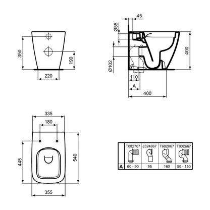 Ideal Standard i.life B White Rimless Floor Toilet BTW