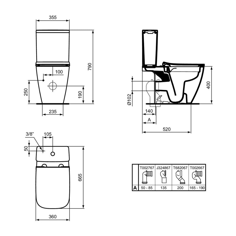 WC чиния за под Ideal Standard i.life B бела без ръб