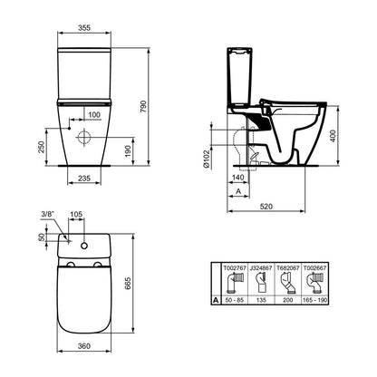 WC чиния за под Ideal Standard i.life B бела без ръб