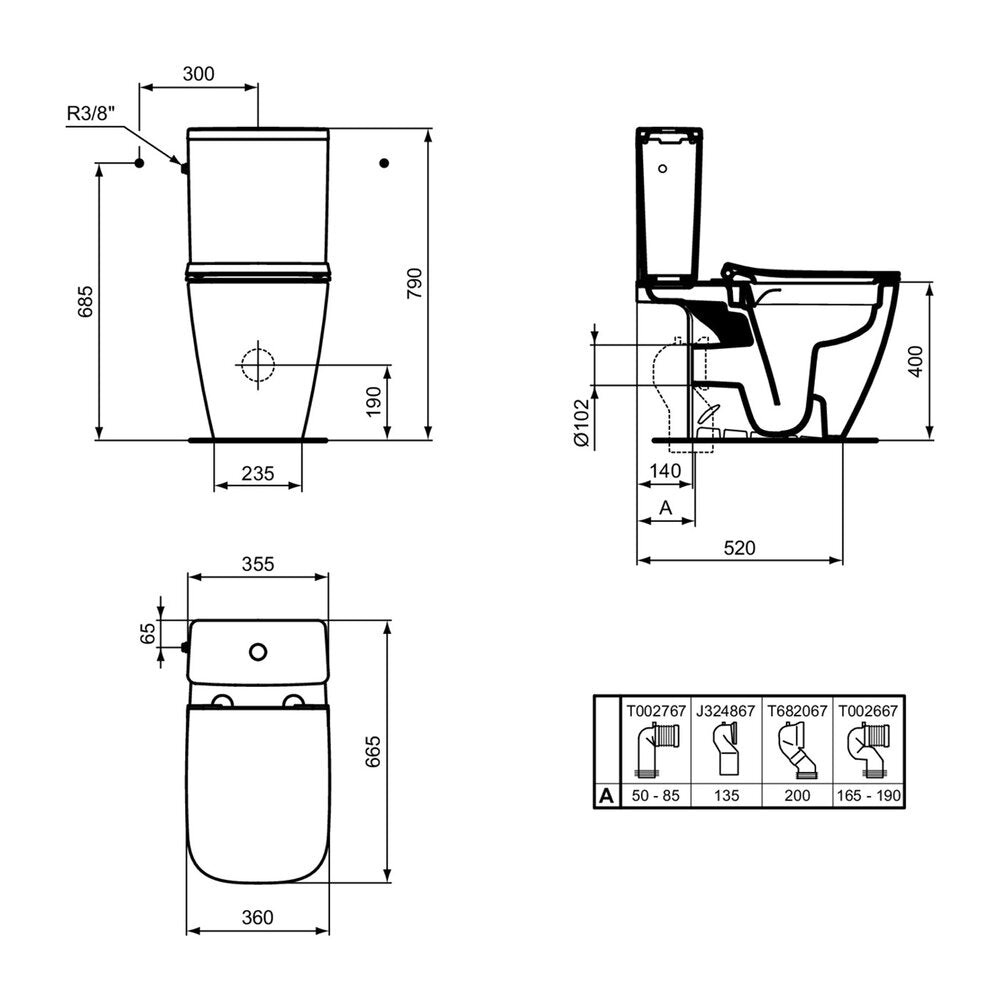Ideal Standard i.life B Glossy Grey Rimless Floor Toilet
