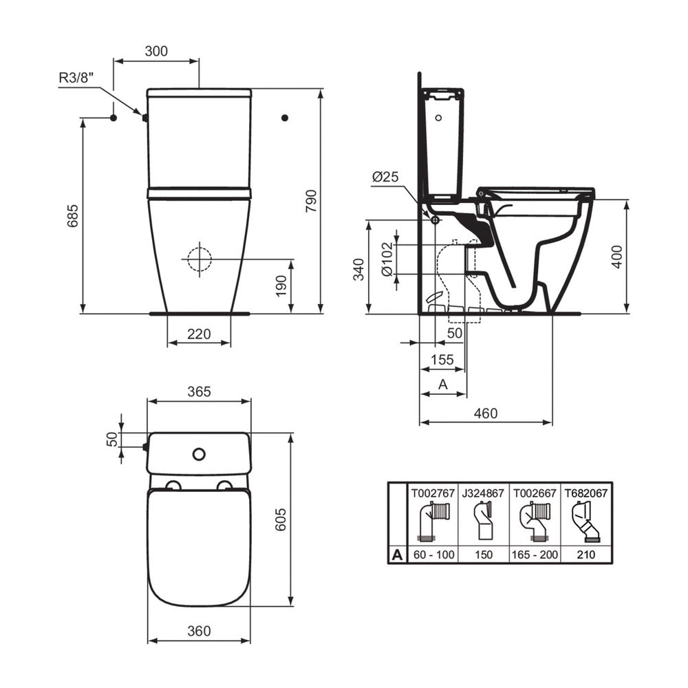 Стояща тоалетна Ideal Standard i.life S BTW rimless бяла лъскава