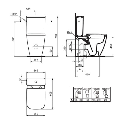 Стояща тоалетна Ideal Standard i.life S BTW rimless бяла лъскава
