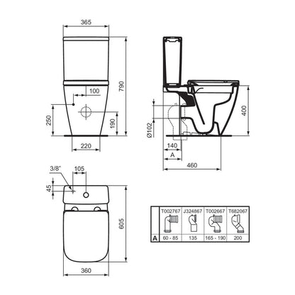 Тоалетна чиния на под Ideal Standard i.life S Compact rimless бяла гланц