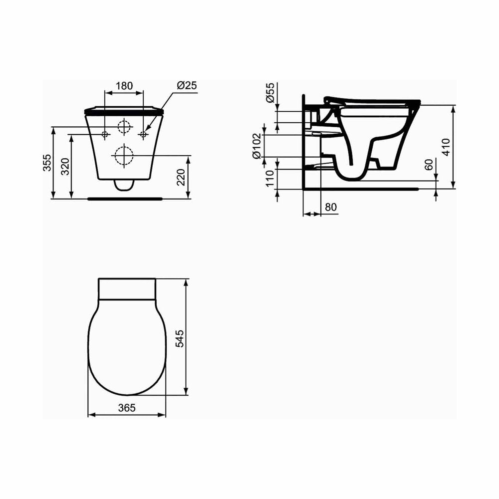 Ideal Standard Connect Air Rimless Wall-Hung Toilet in Matte Black