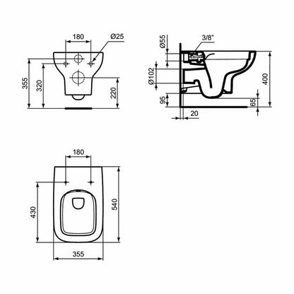 Ideal Standard I.life A Rimless Wall-Hung Toilet White